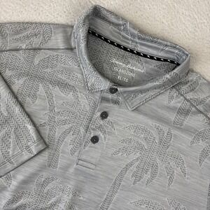 TOMMY BAHAMA Mens IslandZone Polo Shirt XL Gray Lightweight Stretch Golf EUC